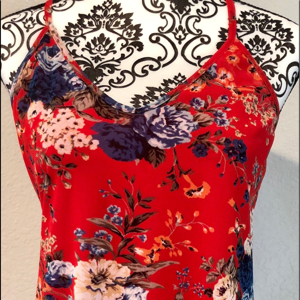 Lovely Red and Blue Floral tank top